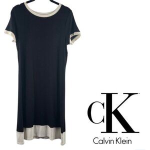 Calvin Klein Women's Academia Preppy T-Shirt Stretchy Dress Size 4 Black White